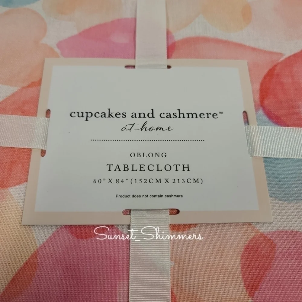 Cupcakes & cashmere watercolor valentines hearts fabric tablecloth 60x84 oblong